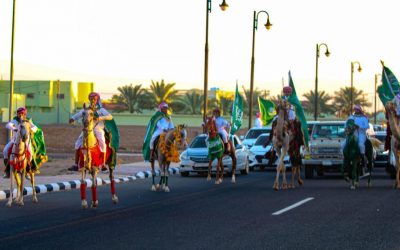 الخيل والهجن تشارك بمسيرة وطن في احتفال التنمية الوطني
